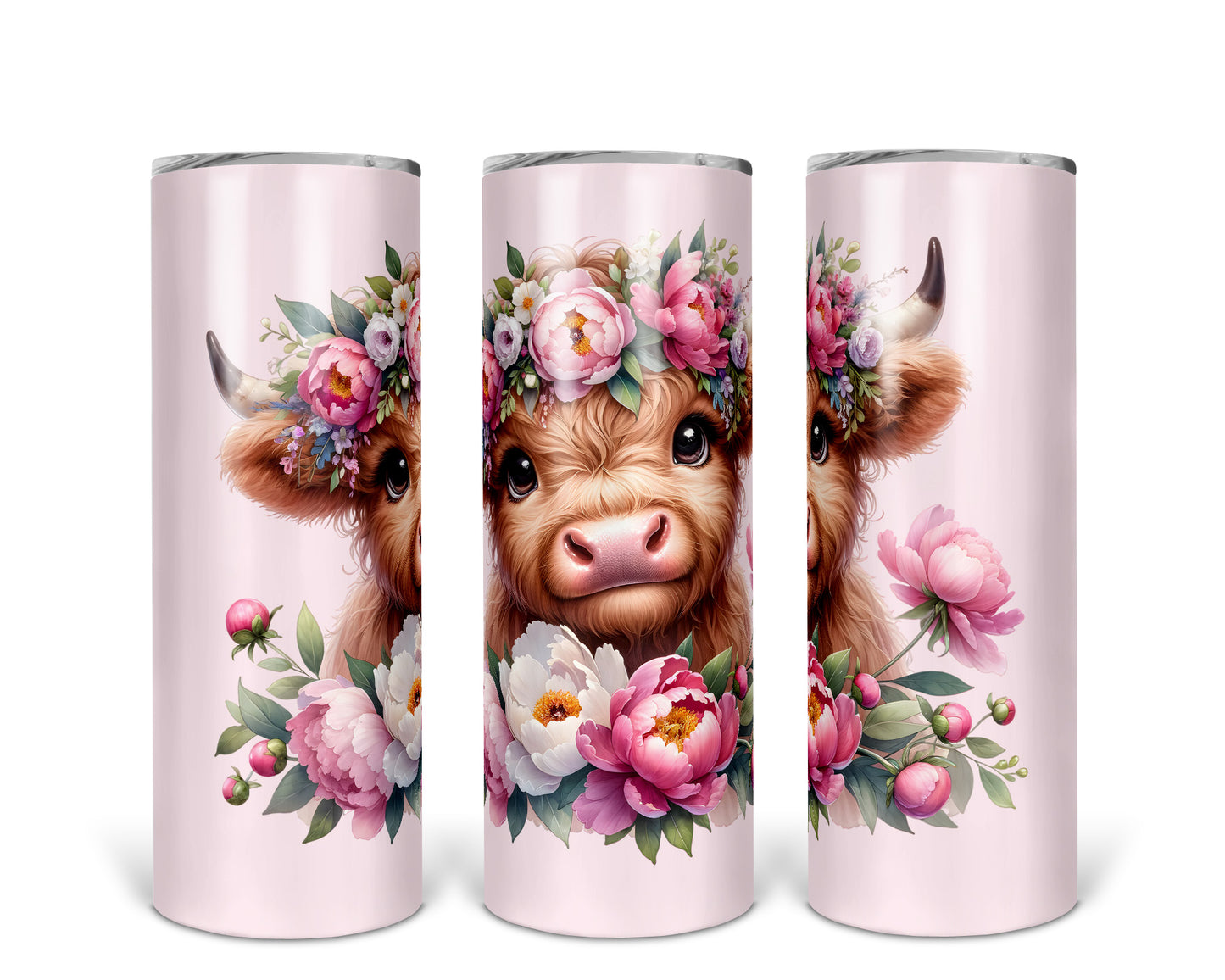 Skinny Tumbler with Straw, 20oz, Baby Highland Cow