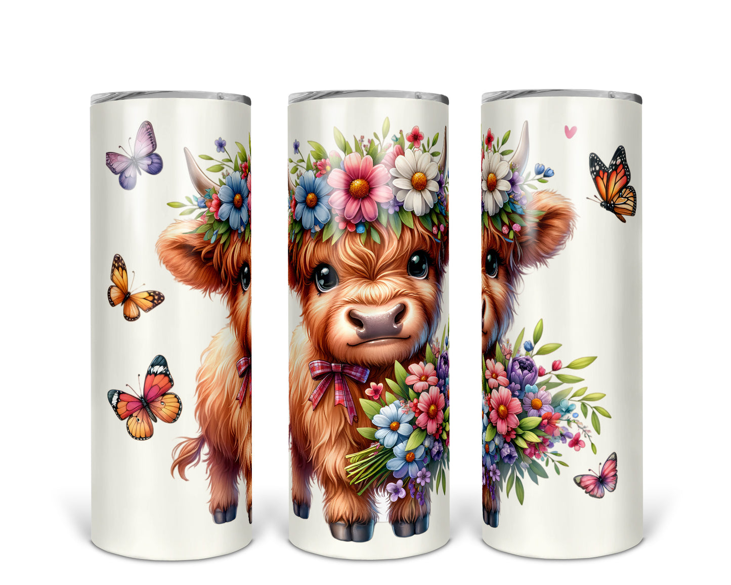 Skinny Tumbler with Straw, 20oz, Baby Highland Cow