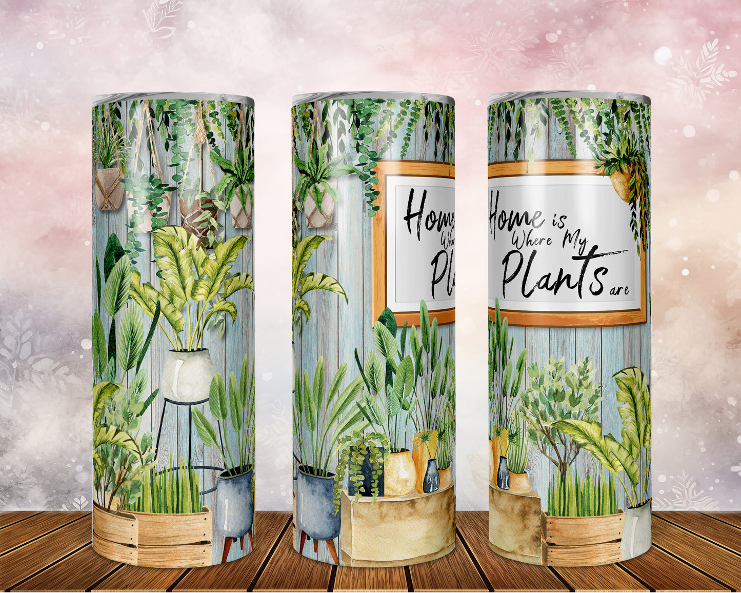 Skinny Tumbler with Straw, 20oz, Home is where the Plants are, awd-024