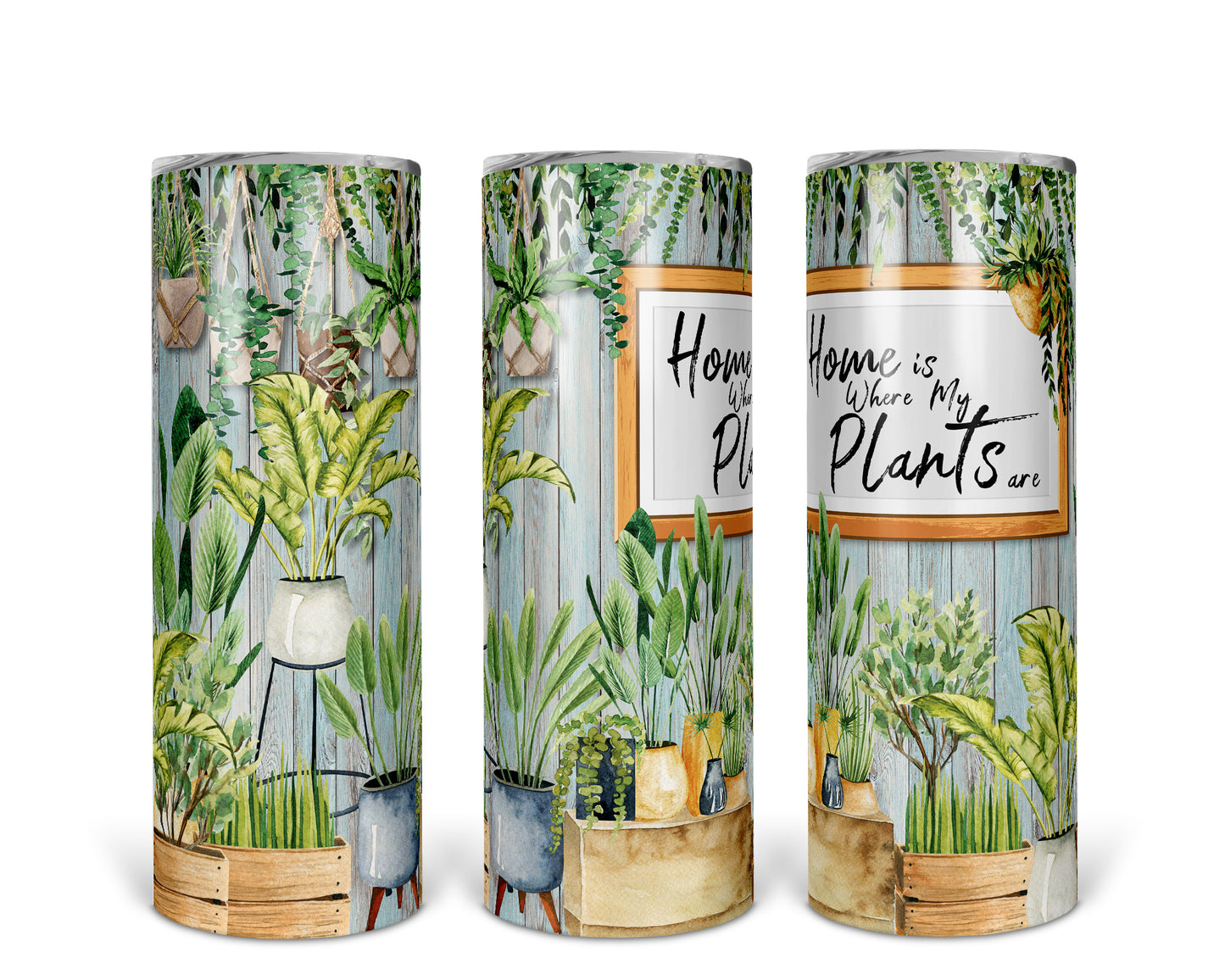 Skinny Tumbler with Straw, 20oz, Home is where the Plants are, awd-024