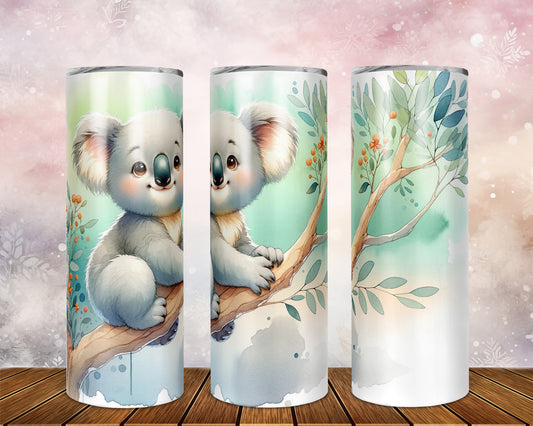 Skinny Tumbler with Straw, 20oz, Koala