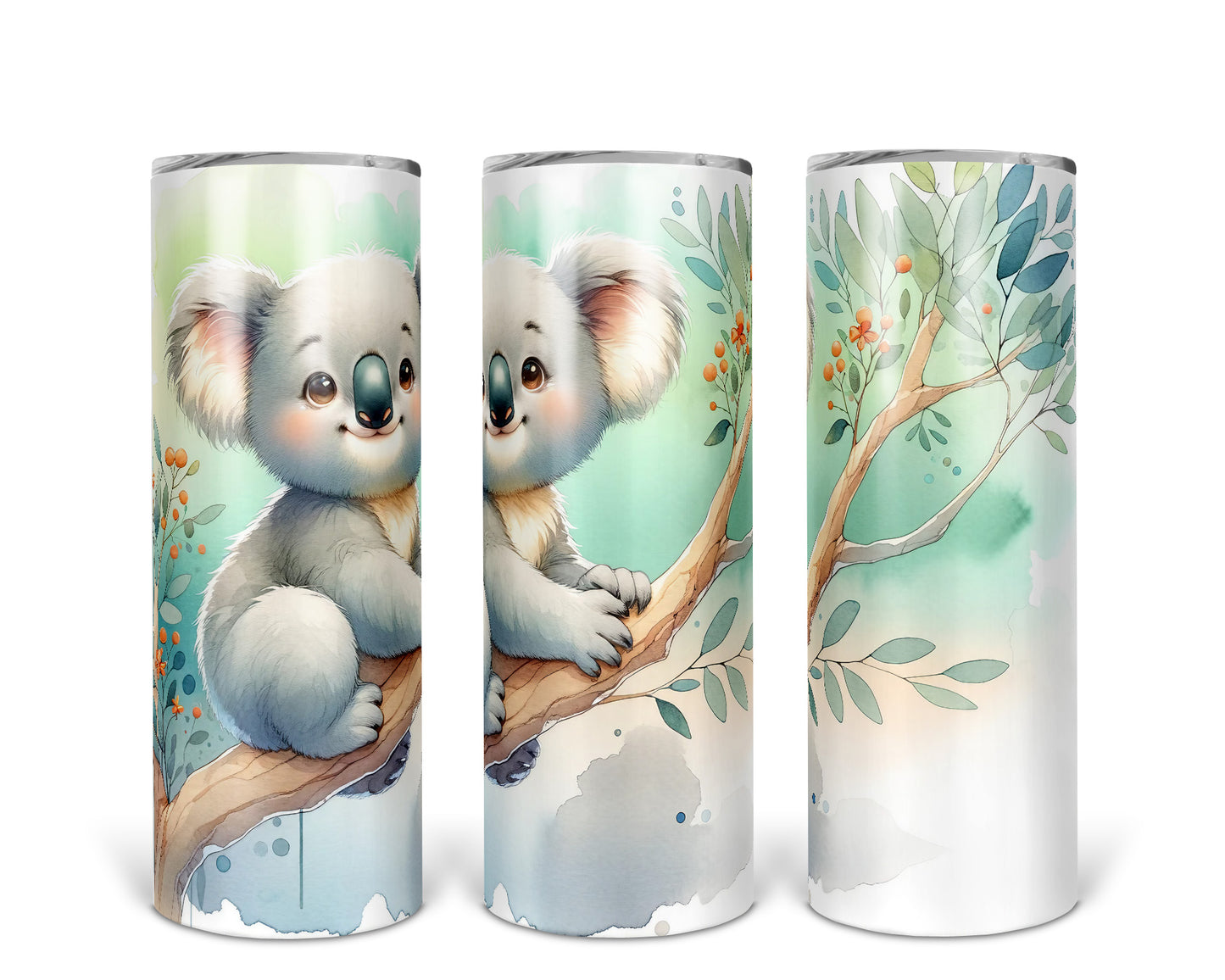 Skinny Tumbler with Straw, 20oz, Koala