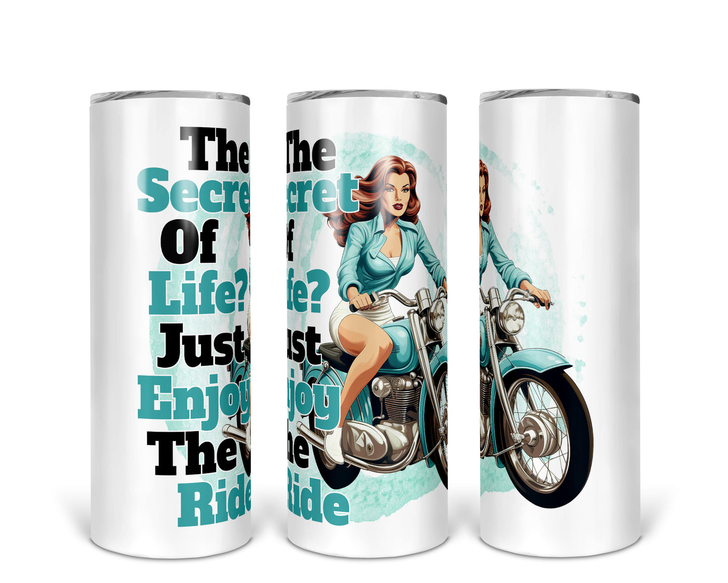 Skinny Tumbler with Straw, 20oz, Motorbike Quote