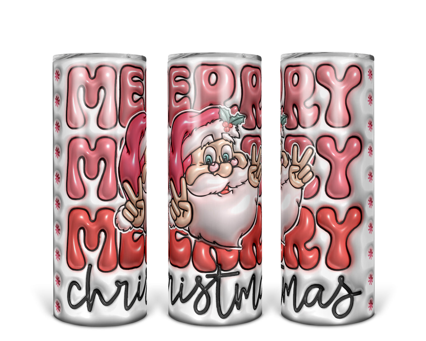 Skinny Tumbler with Straw, 20oz, Merry Christmas, Santa