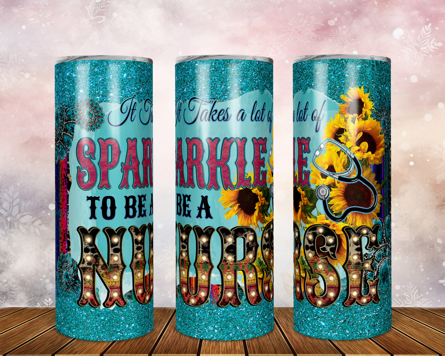 Skinny Tumbler with Straw, 20oz, Nurse, It Take Sparkle to be a Nurse