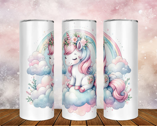 Skinny Tumbler with Straw, 20oz, Unicorn