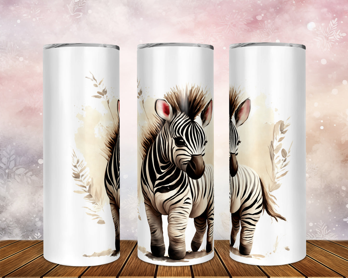 Skinny Tumbler with Straw, 20oz, Zebra