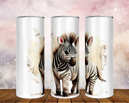 Skinny Tumbler with Straw, 20oz, Zebra