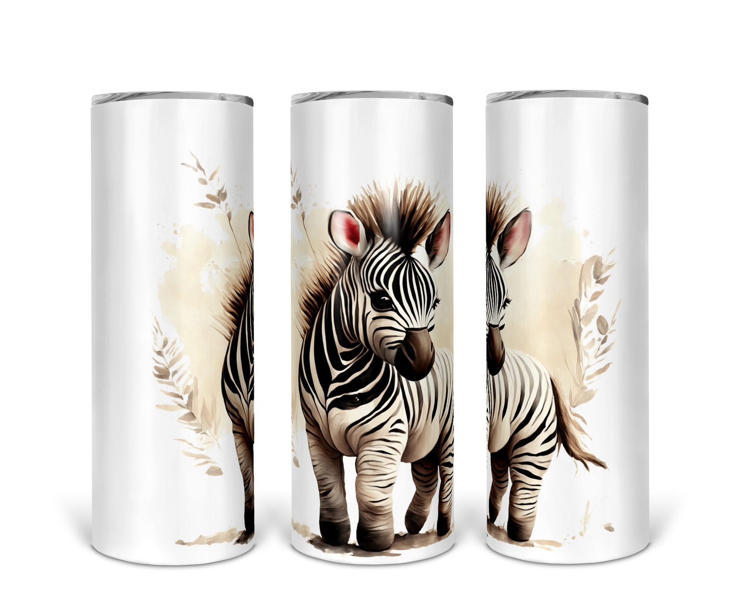 Skinny Tumbler with Straw, 20oz, Zebra