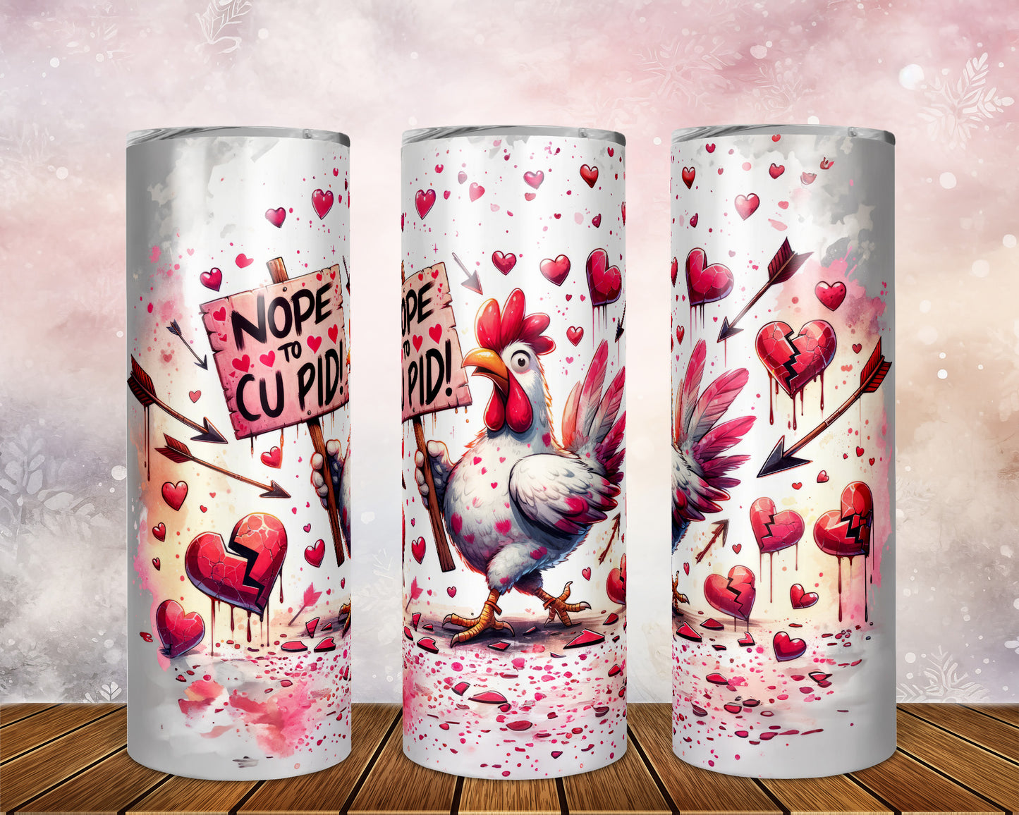 Skinny Tumbler with Straw, 20oz, Rooster