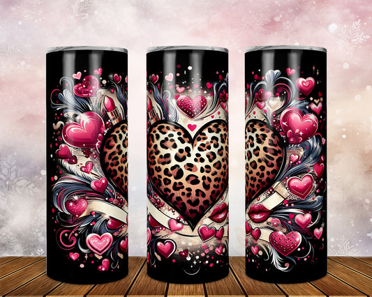 Skinny Tumbler with Straw, 20oz, Heart, awd-318