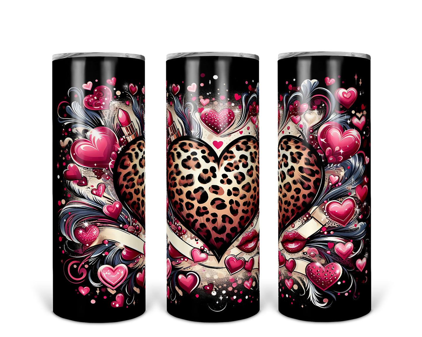 Skinny Tumbler with Straw, 20oz, Heart, awd-318