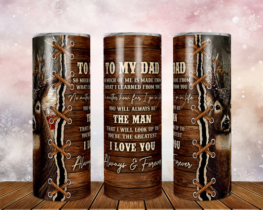 Skinny Tumbler with Straw, 20oz, Dad Quote