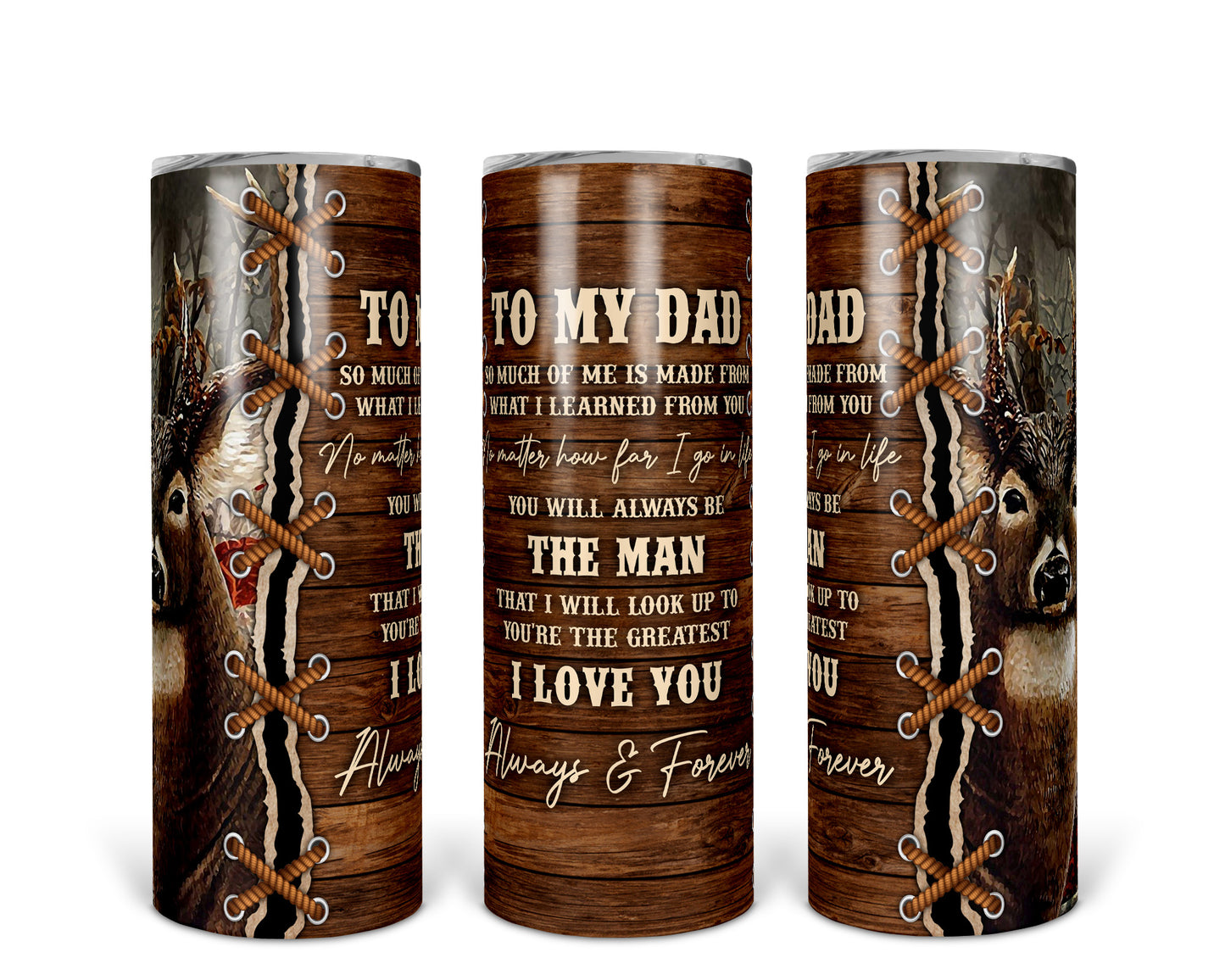 Skinny Tumbler with Straw, 20oz, Dad Quote