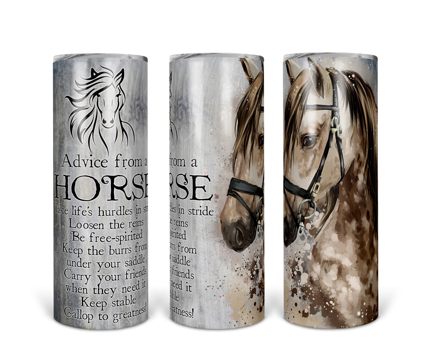 Skinny Tumbler with Straw, 20oz, Horse Quote, awd-207