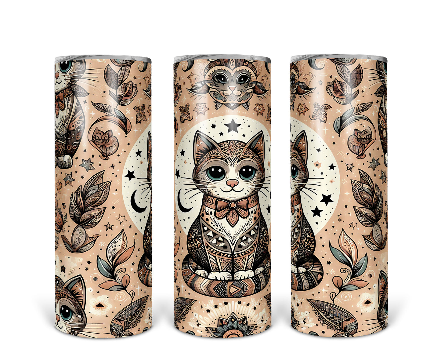 Skinny Tumbler with Straw, 20oz, Cats, awd-325