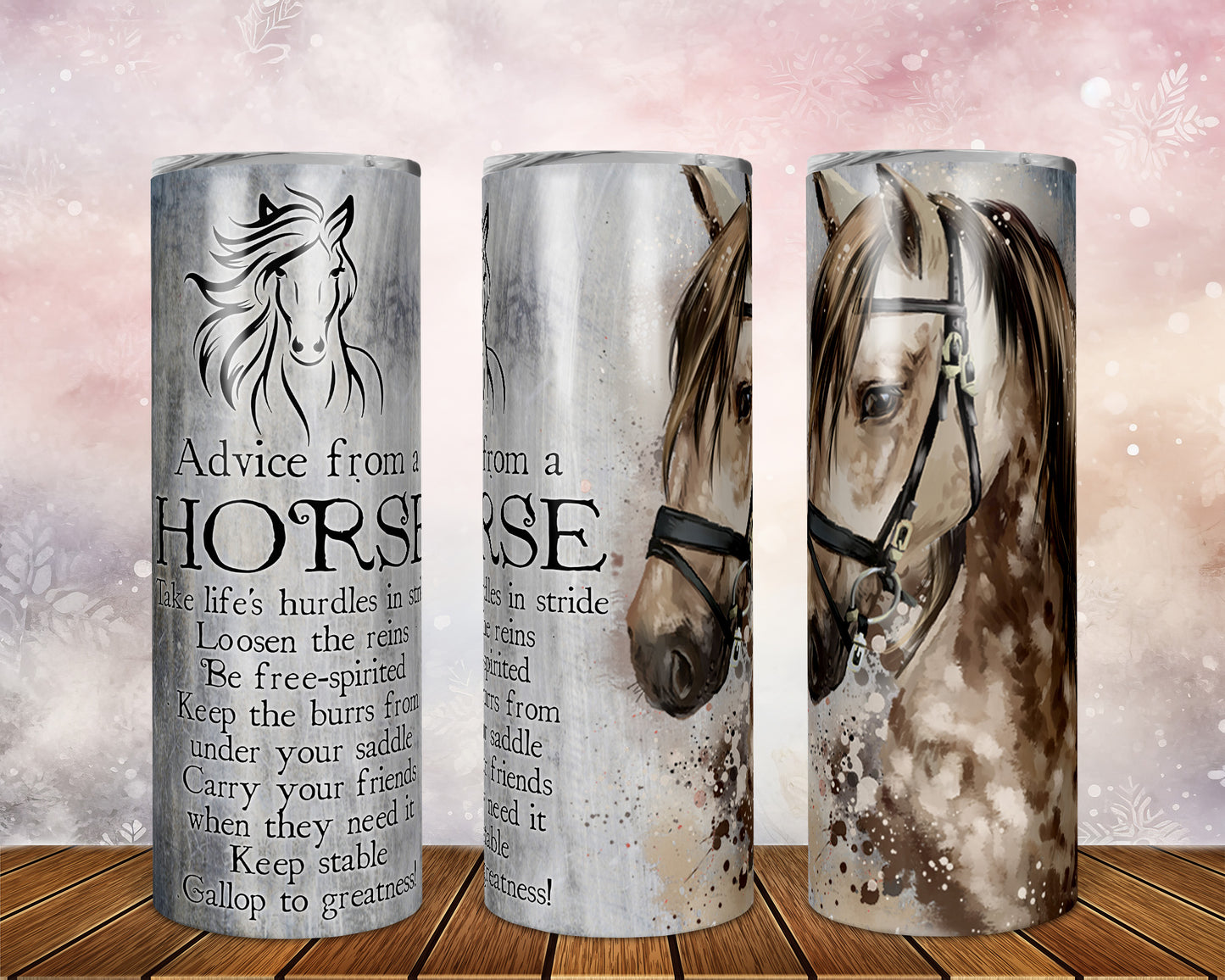 Skinny Tumbler with Straw, 20oz, Horse Quote, awd-207