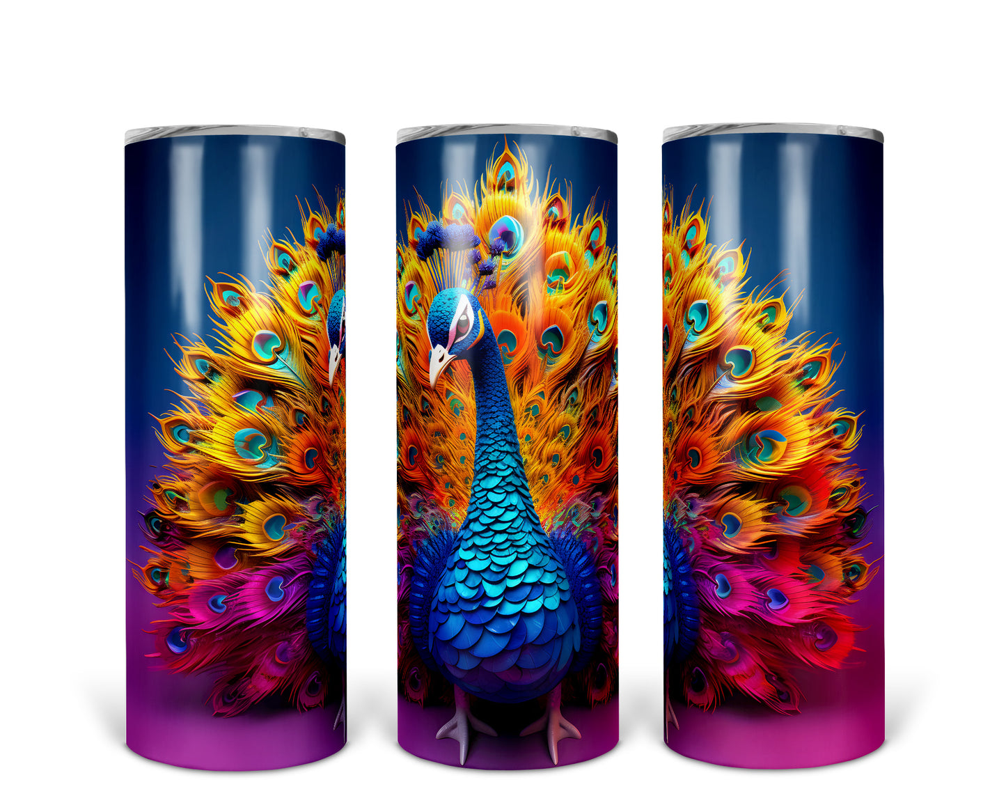 Skinny Tumbler with Straw, 20oz, Peacock