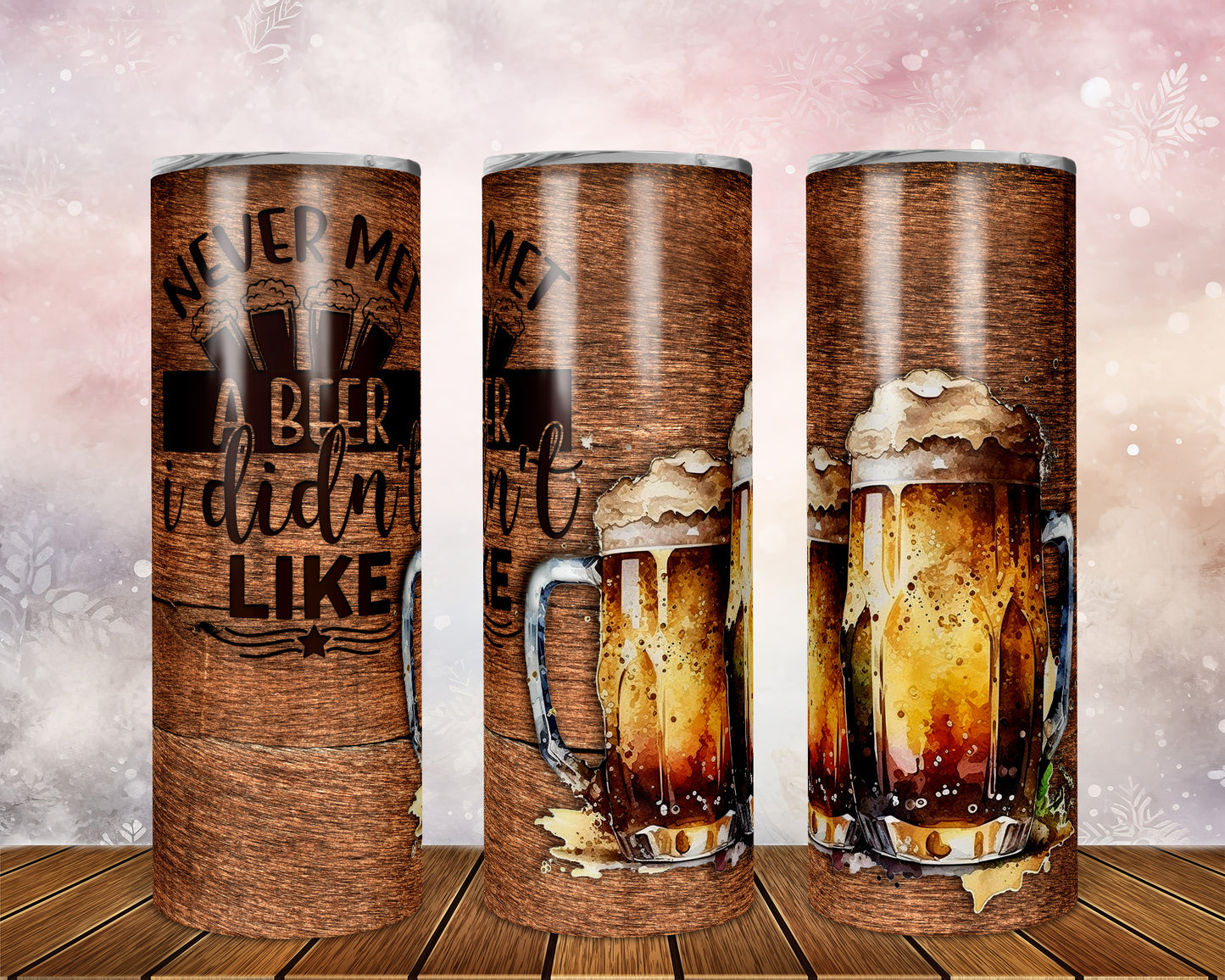 Skinny Tumbler with Straw, 20oz, Beer Quote