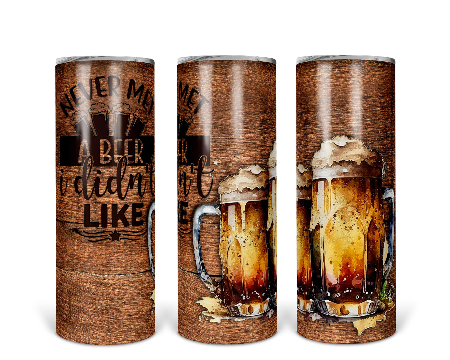 Skinny Tumbler with Straw, 20oz, Beer Quote