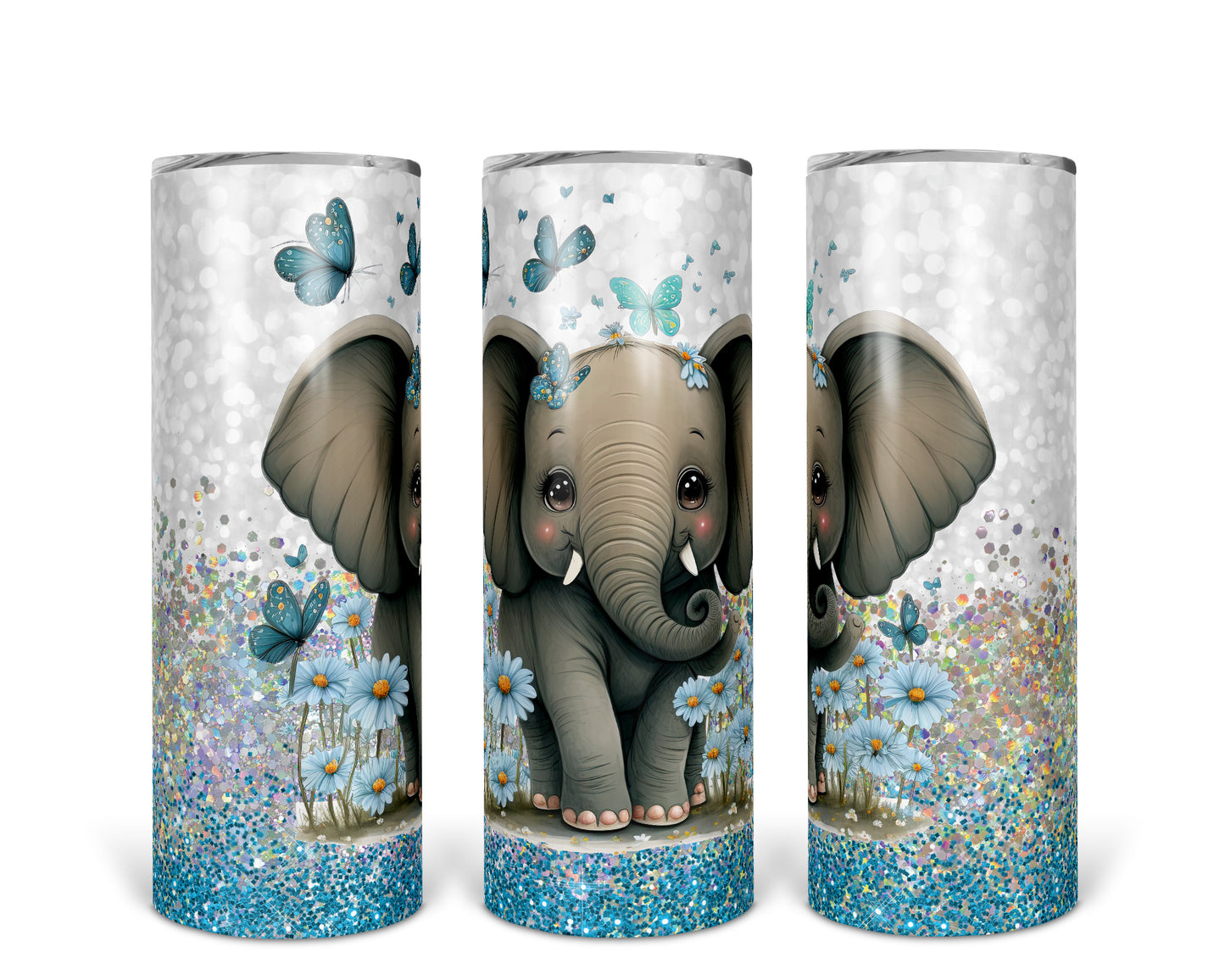 Skinny Tumbler with Straw, 20oz, Elephant, awd-224