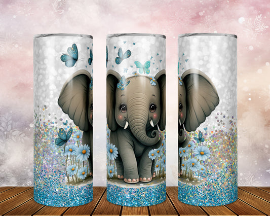 Skinny Tumbler with Straw, 20oz, Elephant, awd-224