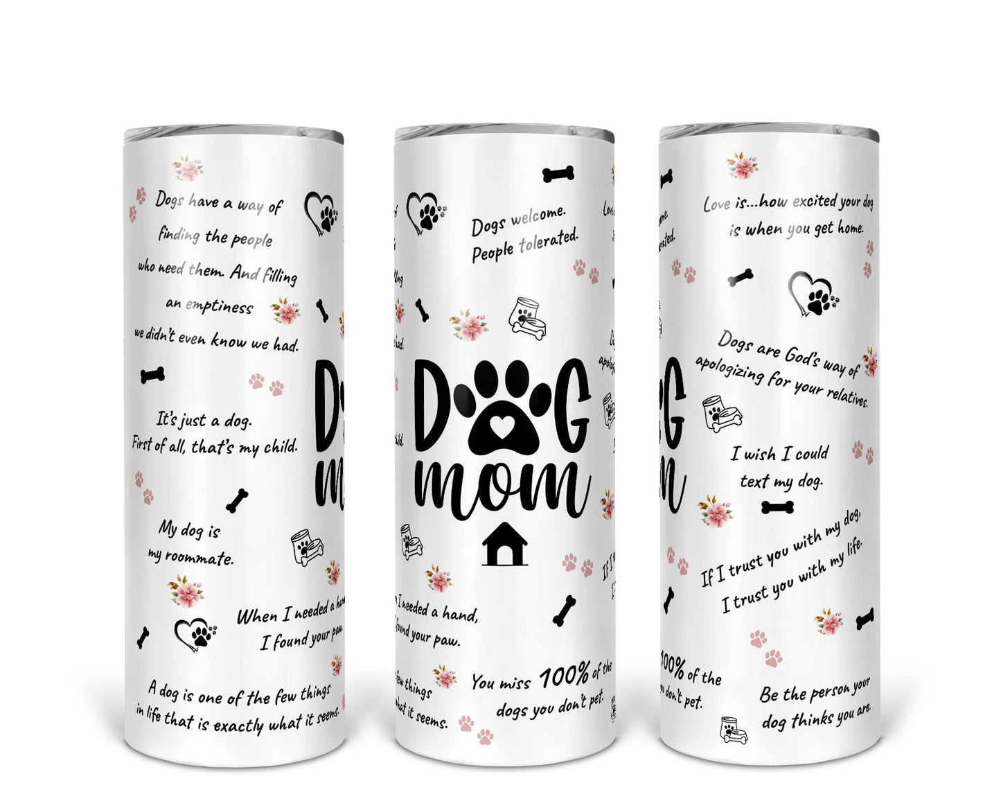 Skinny Tumbler with Straw, 20oz, Dog Mum