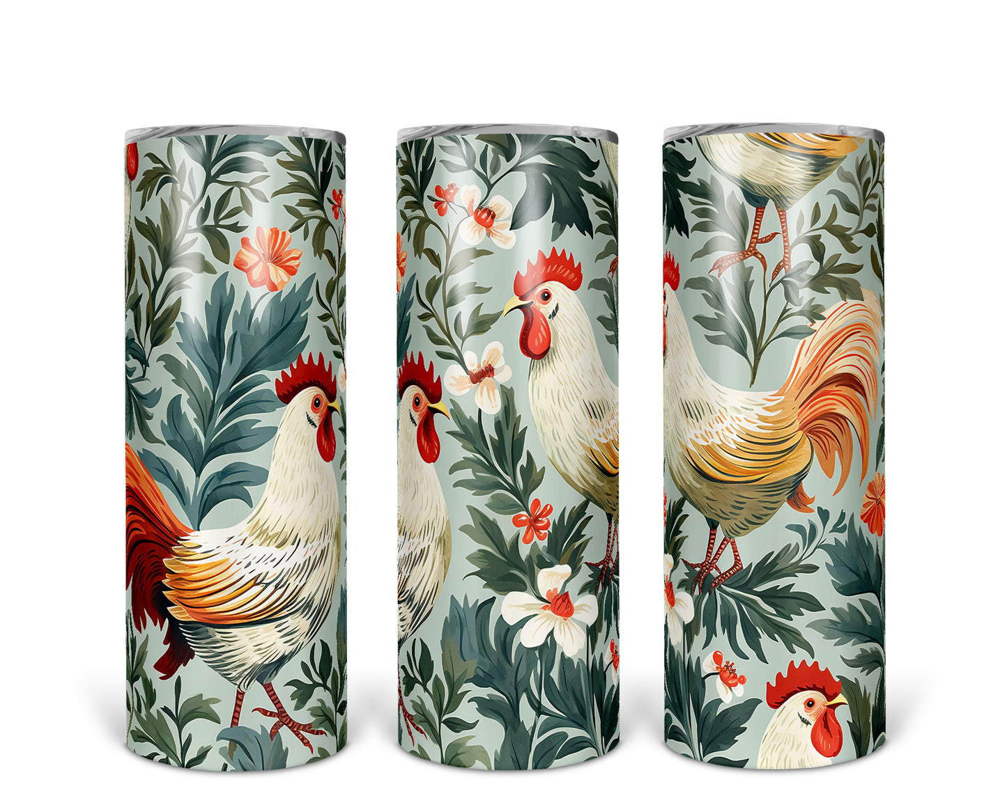 Skinny Tumbler with Straw, 20oz, Rooster