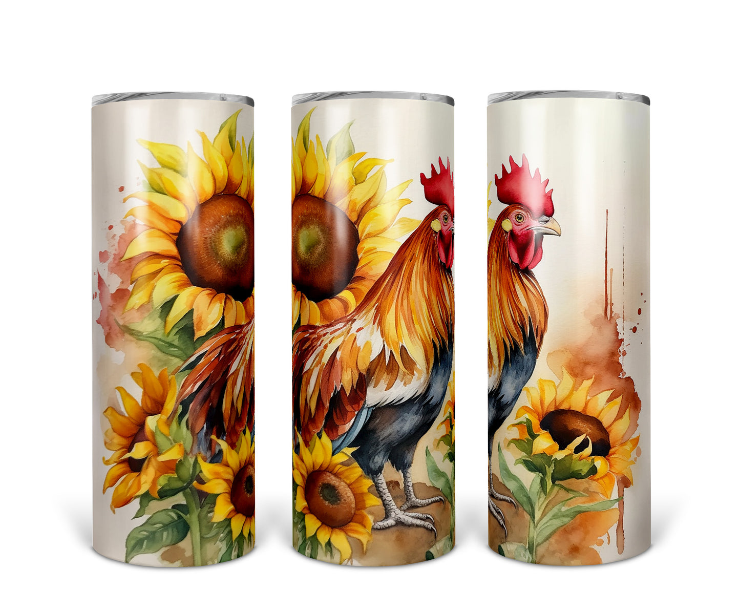 Skinny Tumbler with Straw, 20oz, Rooster