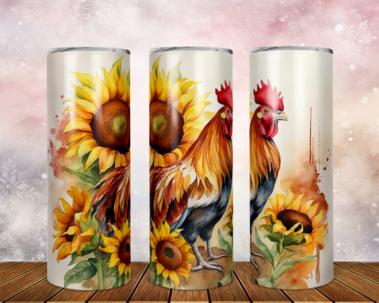 Skinny Tumbler with Straw, 20oz, Rooster