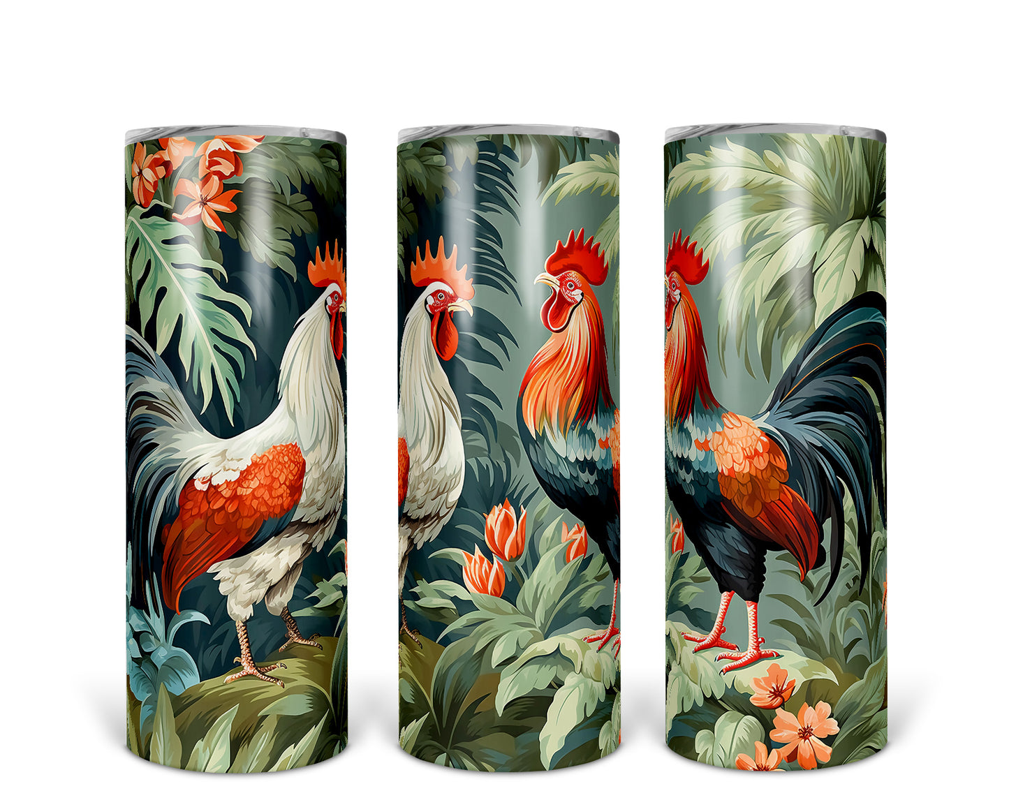 Skinny Tumbler with Straw, 20oz, Rooster