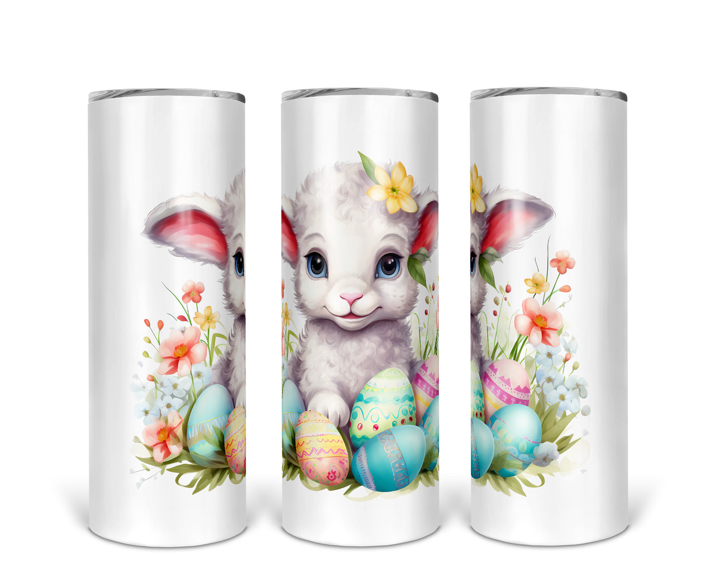 Skinny Tumbler with Straw, 20oz, Lamb, Easter