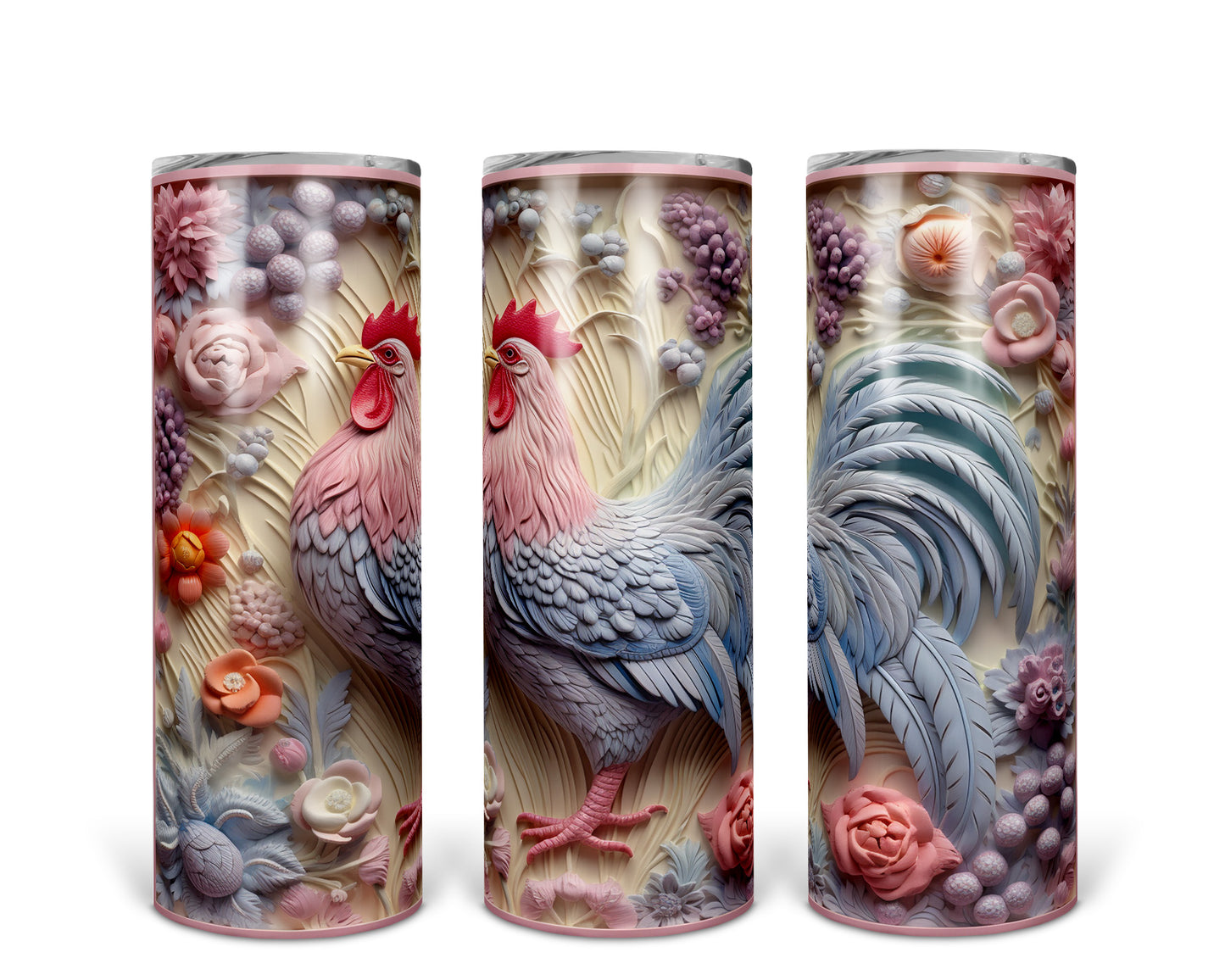 Skinny Tumbler with Straw, 20oz, Rooster