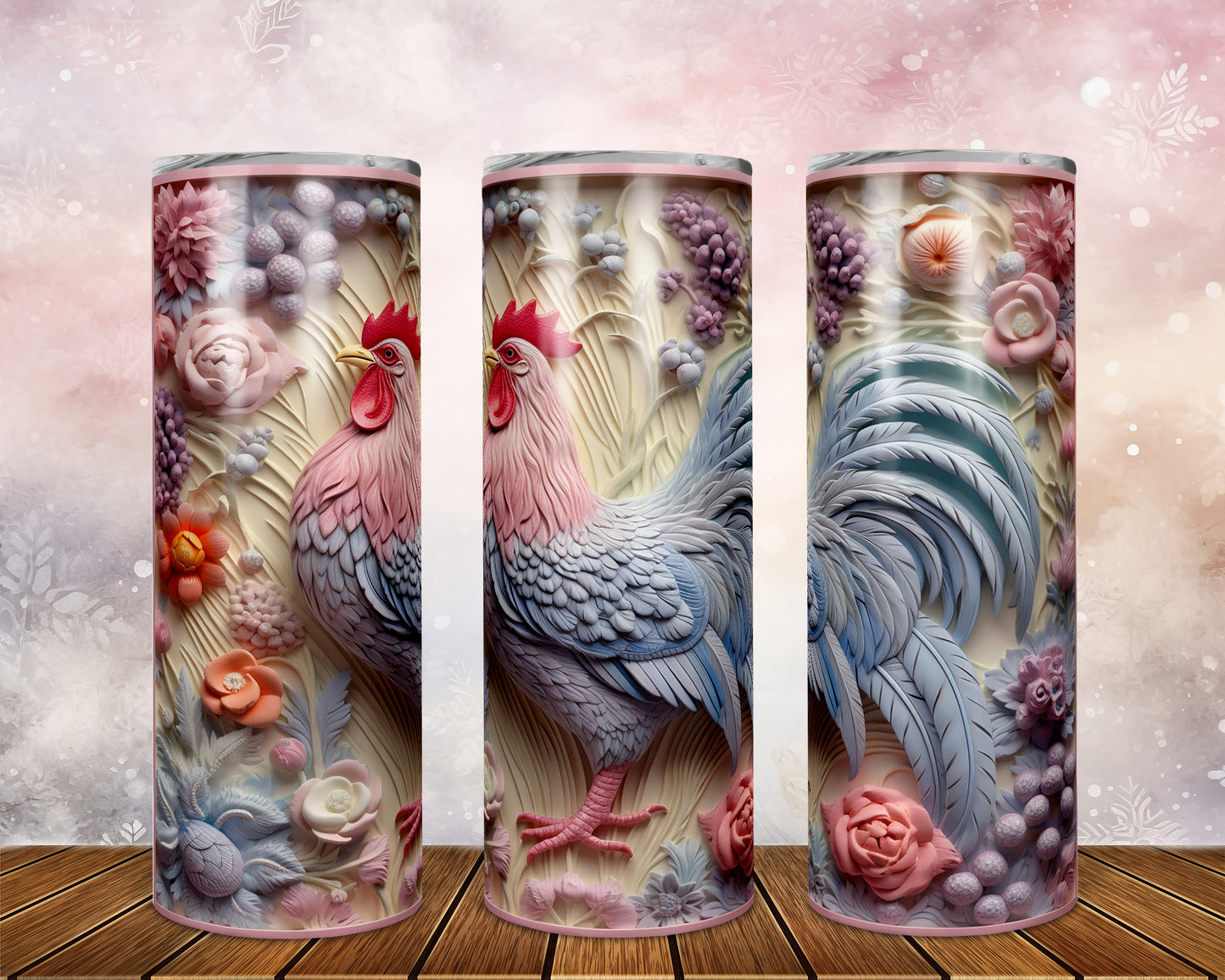 Skinny Tumbler with Straw, 20oz, Rooster