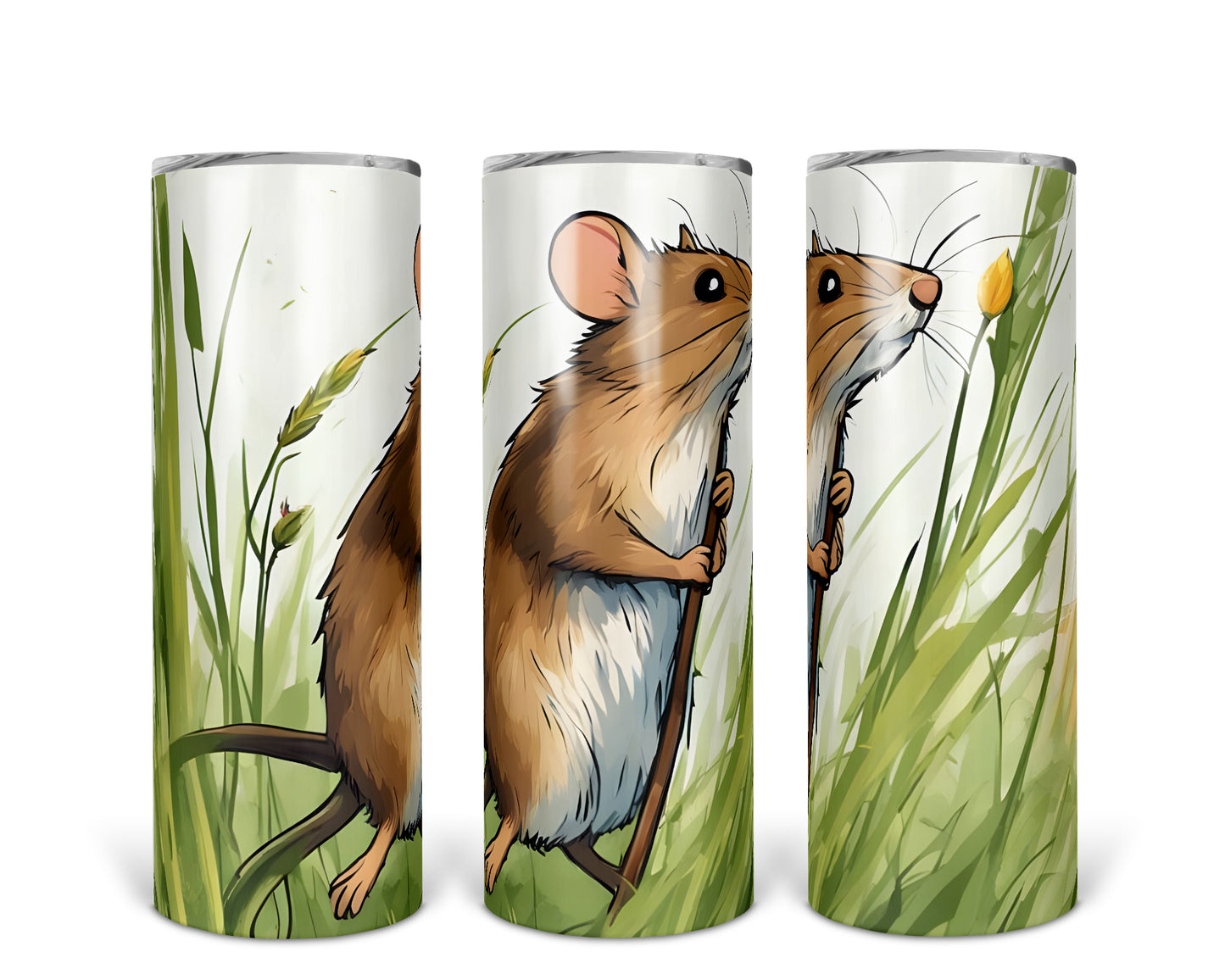 Skinny Tumbler with Straw, 20oz, Cute Mouse