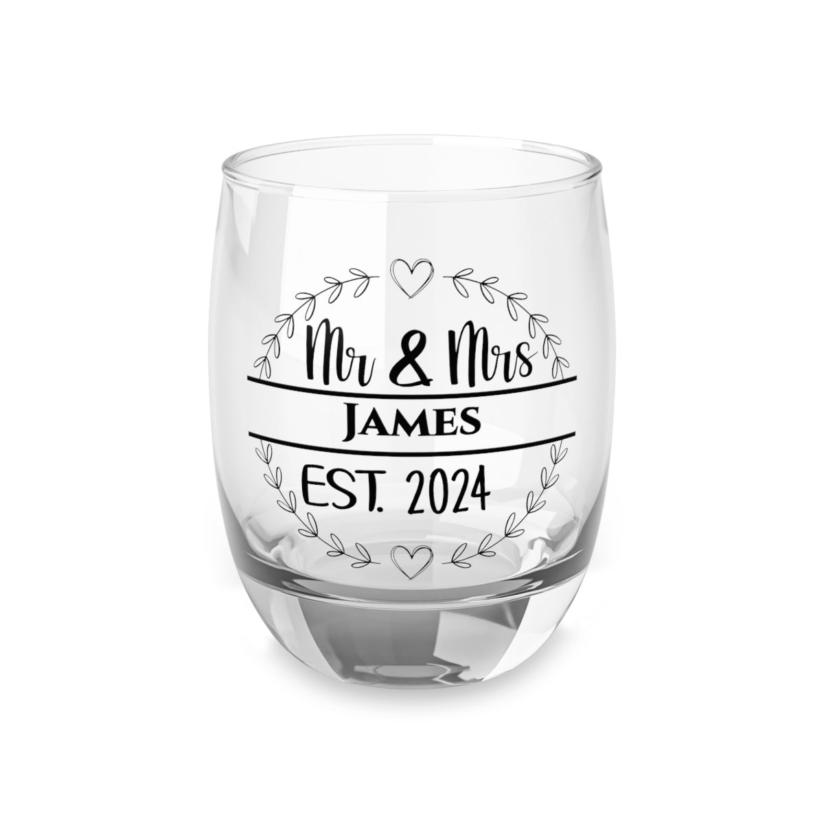 Mr And Mrs-19 Personalised Christmas Mr & Mrs Wine Glass 12oz, Whiskey Glass 6oz, Stemless Wine Glass 11.75oz, Rock Glass 10oz
