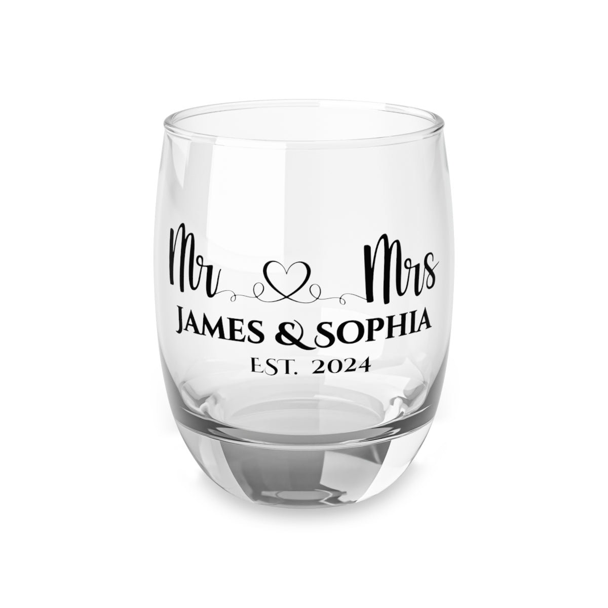 Mr And Mrs-13 Personalised Christmas Mr & Mrs Wine Glass 12oz, Whiskey Glass 6oz, Stemless Wine Glass 11.75oz, Rock Glass 10oz