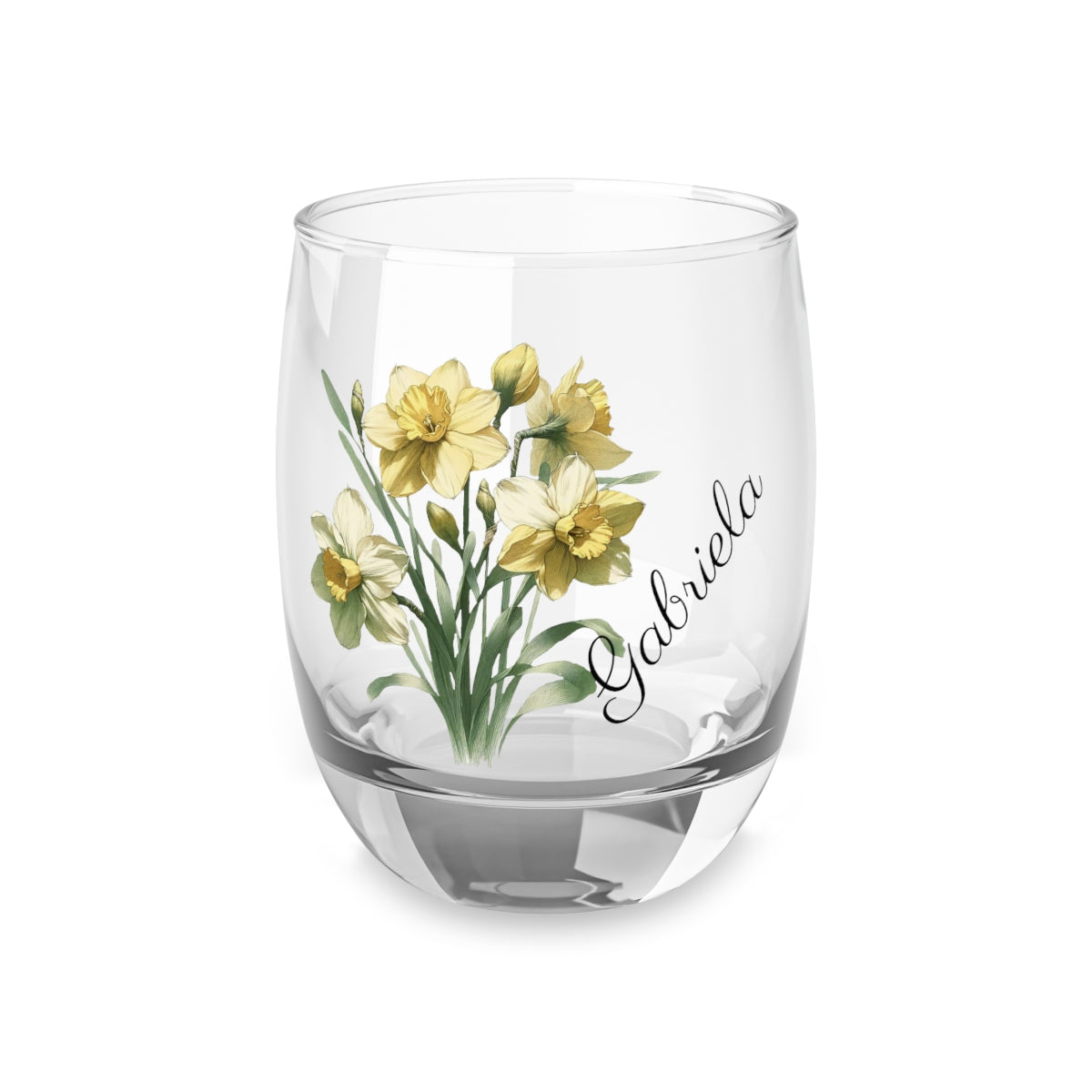 Daffodil March Personalised Floral Birthday Month Bouquet Wine Glass, Stemless Wine Glass, Whiskey Glass, Rocks Glass