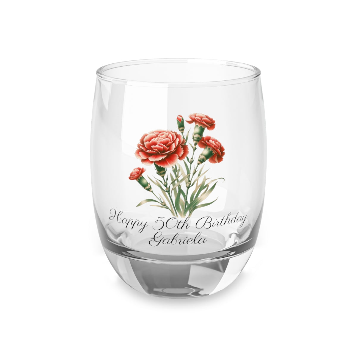 Personalised Floral Birthday Month Bouquet Wine Glass, Stemless Wine Glass, Whiskey Glass, Rocks Glass