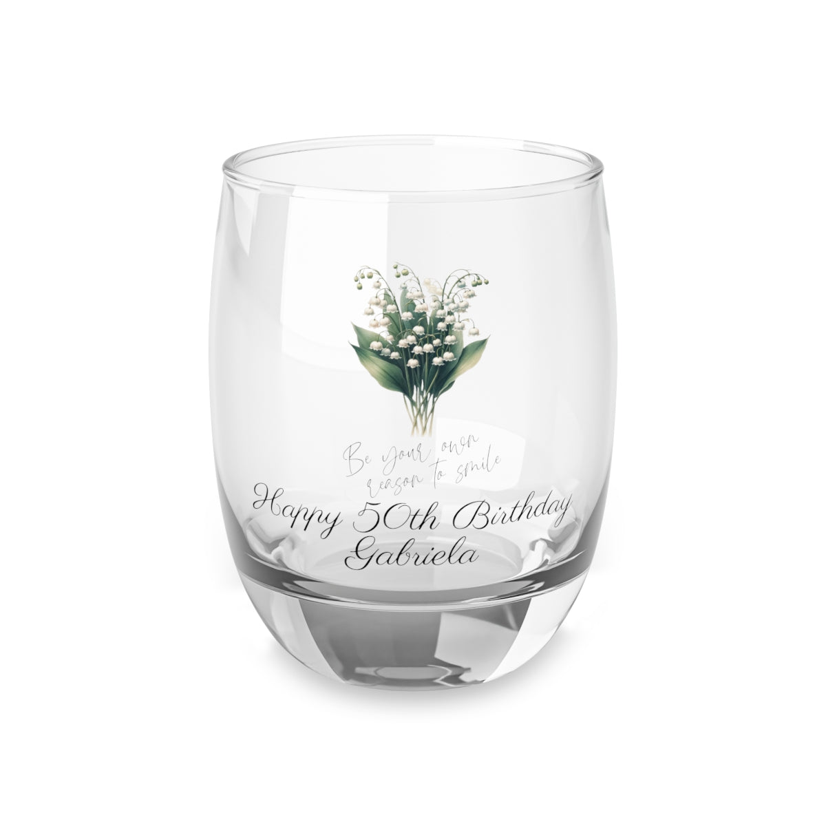 Lily of the valley-May Quote Personalised Floral Birthday Month Bouquet Wine Glass, Stemless Wine Glass, Whiskey Glass, Rocks Glass