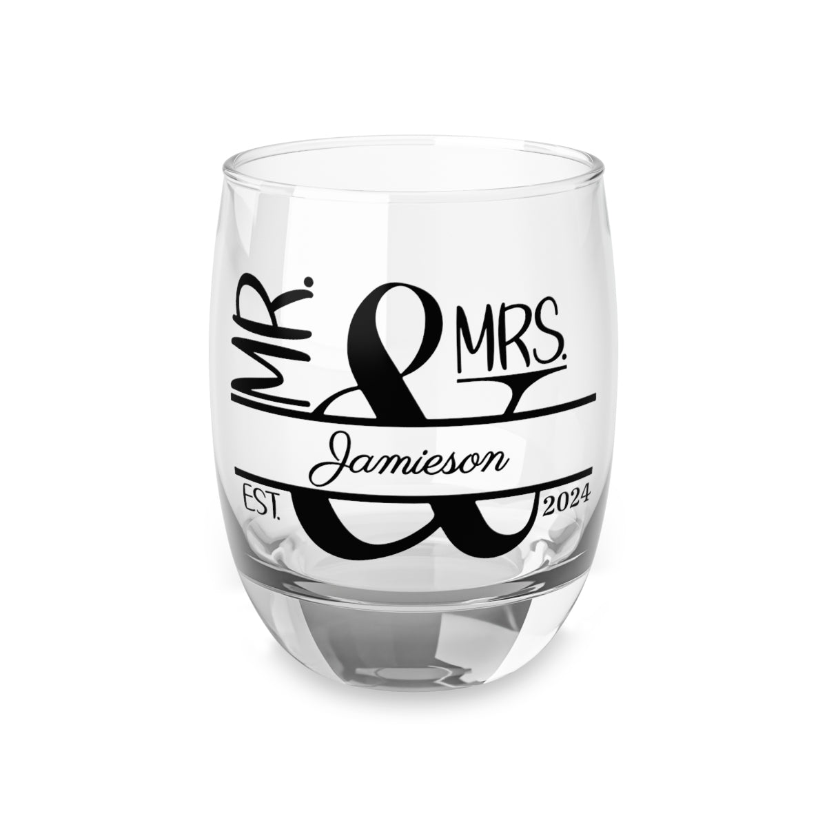 Mr And Mrs-18 Personalised Christmas Mr & Mrs Wine Glass 12oz, Whiskey Glass 6oz, Stemless Wine Glass 11.75oz, Rock Glass 10oz