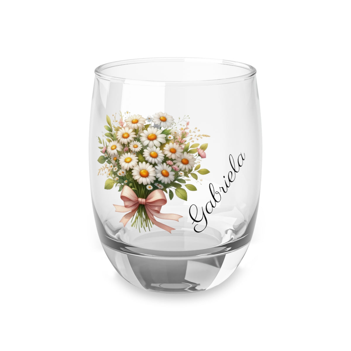 Personalised Floral Bouquet Wine Glass, Stemless Wine Glass, Whiskey Glass, Rocks Glass