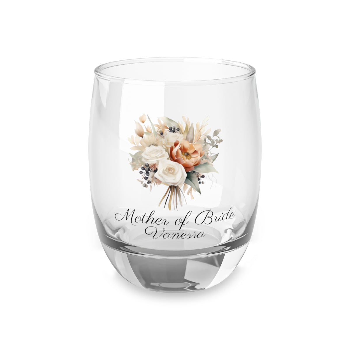 Wedding Bouquets Flower Personalised Floral Bouquet Wine Glass, Stemless Wine Glass, Whiskey Glass, Rocks Glass