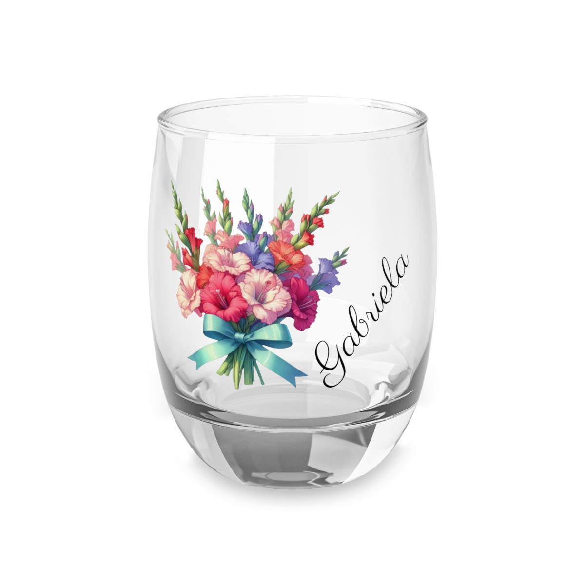 Personalised Floral Bouquet Wine Glass, Stemless Wine Glass, Whiskey Glass, Rocks Glass