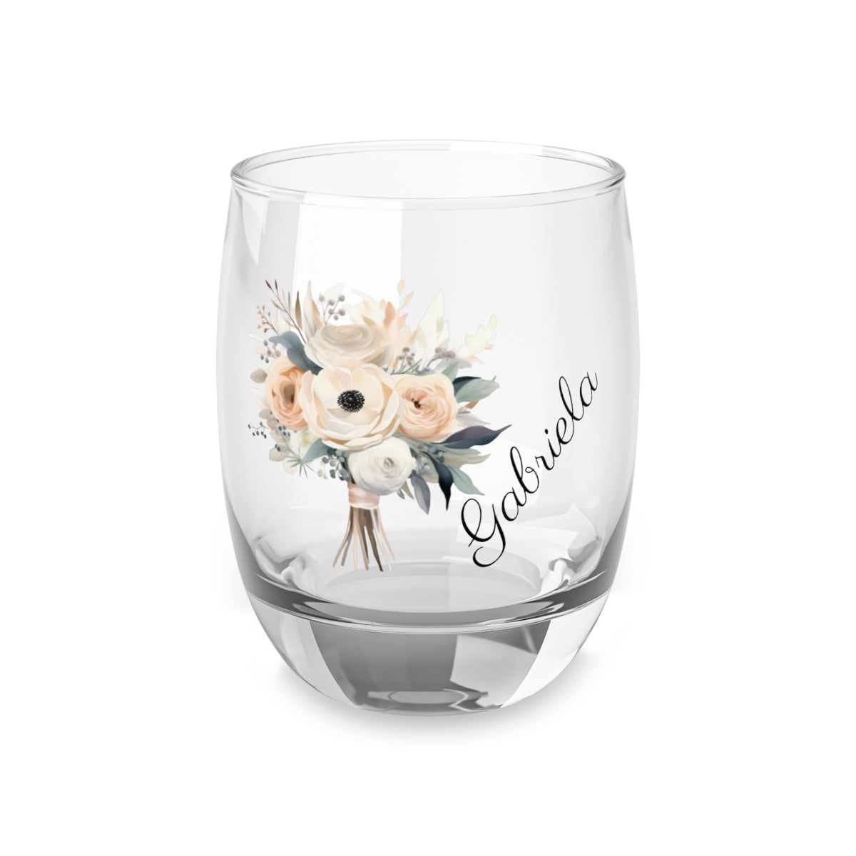 Wedding Bouquets Flower Personalised Floral Bouquet Wine Glass, Stemless Wine Glass, Whiskey Glass, Rocks Glass