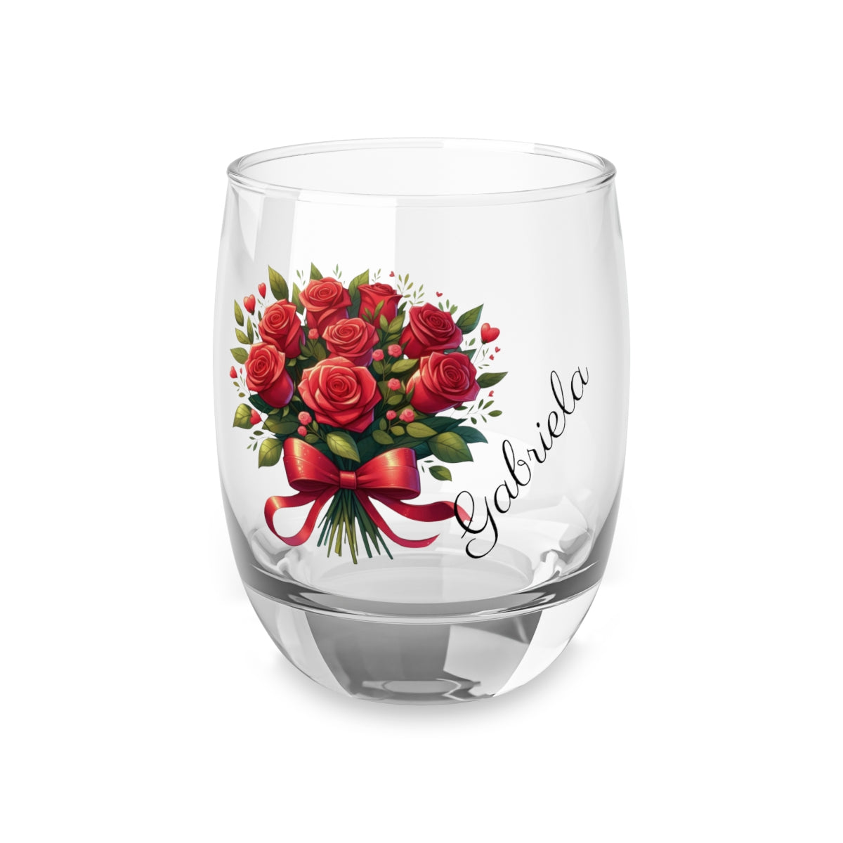 Personalised Floral Bouquet Wine Glass, Stemless Wine Glass, Whiskey Glass, Rocks Glass