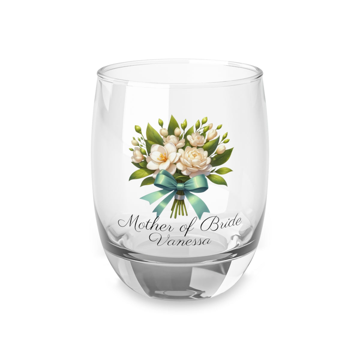 Personalised Floral Bouquet Wine Glass, Stemless Wine Glass, Whiskey Glass, Rocks Glass