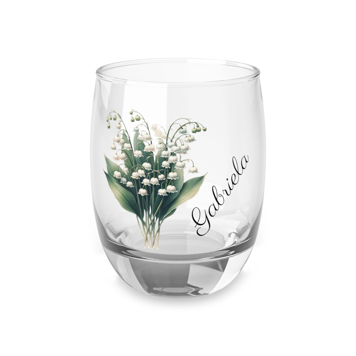 Lily of the valley May Personalised Floral Birthday Month Bouquet Wine Glass, Stemless Wine Glass, Whiskey Glass, Rocks Glass