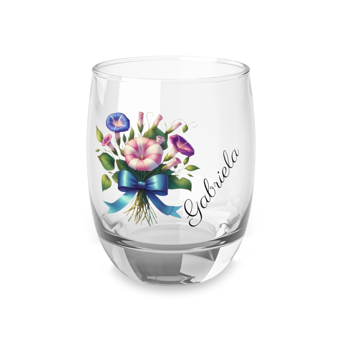 Personalised Floral Bouquet Wine Glass, Stemless Wine Glass, Whiskey Glass, Rocks Glass