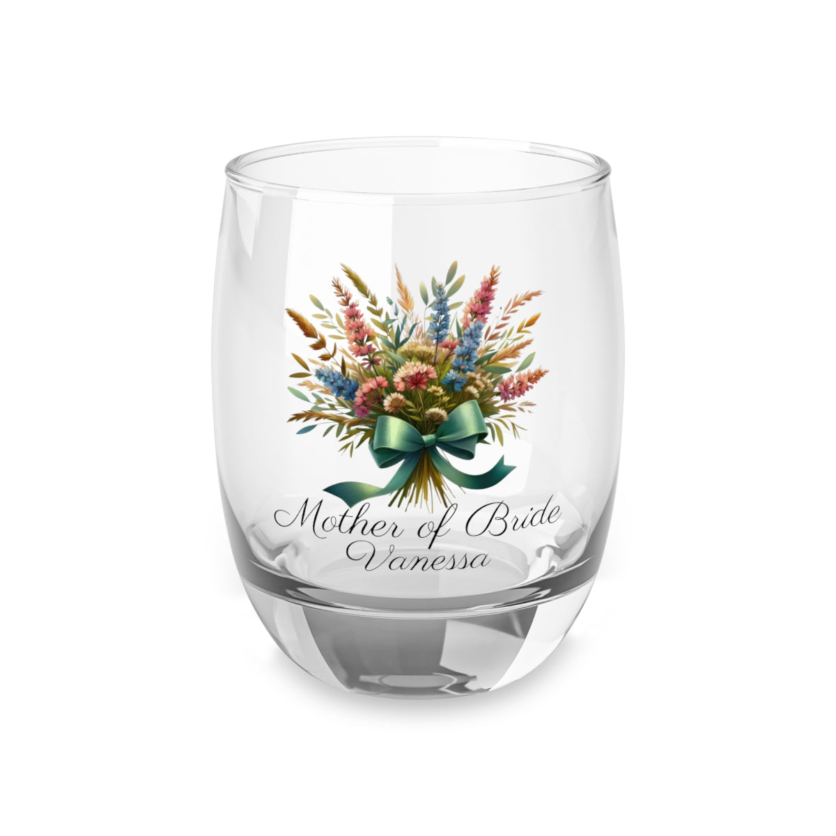 Personalised Floral Bouquet Wine Glass, Stemless Wine Glass, Whiskey Glass, Rocks Glass